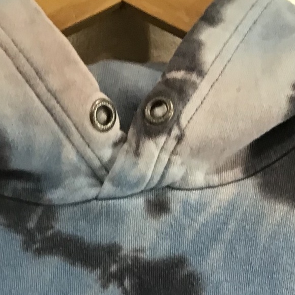 Aeropostale Men Size Small Script Logo Tie Dye Pullover Hoodie Blue Embroidered - Picture 3 of 10